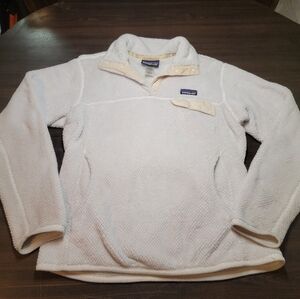 Patagonia Re-Tool Womens Snap-T Fleece Pullover Sweater Cream Size M Vintage 90s
